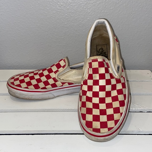 Vans Red Checkered Checkerboard Slip-on Sneaker Shoe Mens 6.5 Womens 8 - Picture 2 of 9